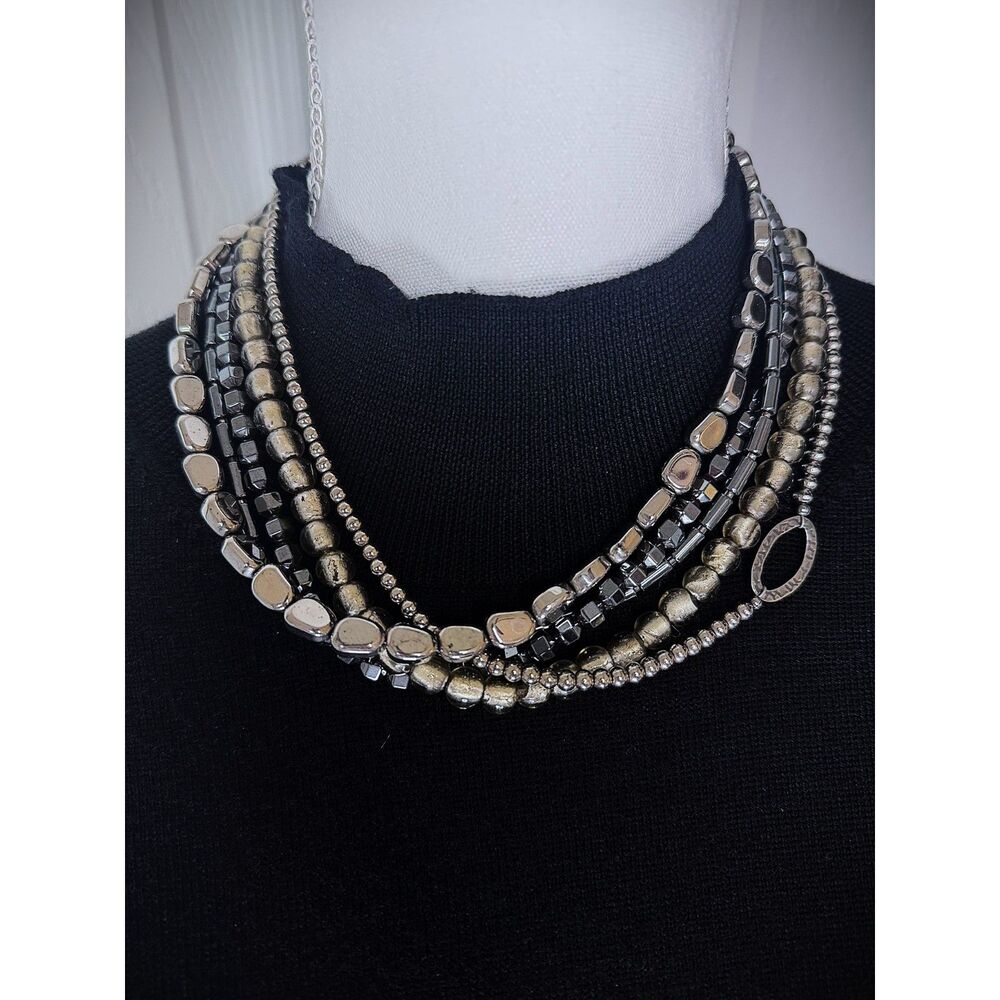 Silpada Five Strand Hailstone and Hematite Necklace 18-20" + Extra 2" Extender